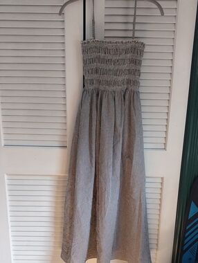 NEW Elan Black and White Gingham Smocked Strap Sundress XS